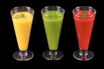 Red yellow green  deserts on black