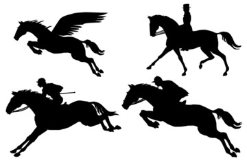 horses silhouette collection on the white background vector