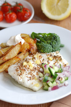 Roast fish and chips