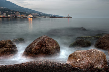 Black sea coastline before strom