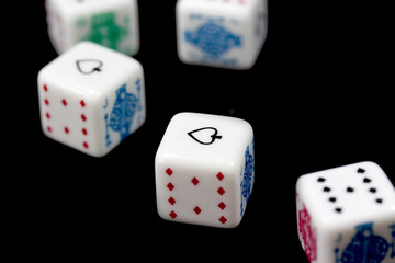 Poker Dice on Black Background