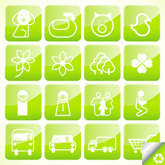 Glossy ecology eco icon set vector