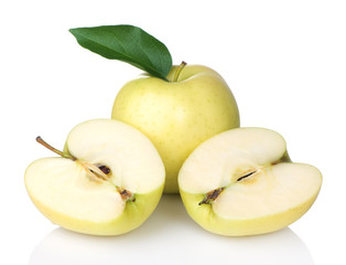 Golden Delicious Apples With One Sliced in Half
