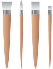 Set of Four Artist Paint Brushes