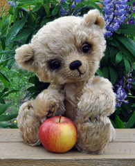 Teddy-bear Lucky with an apple a