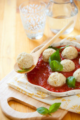 Chicken meatballs and tomato sauce
