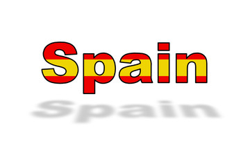 Word SPAIN floating with shadow on white