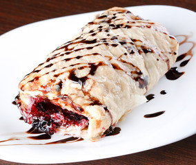 cherry strudel with chocolate