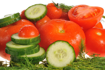 tomatoes and cucumbers