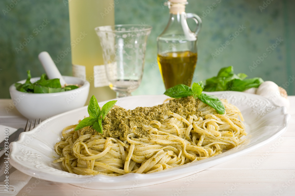 Canvas Prints pesto linguine