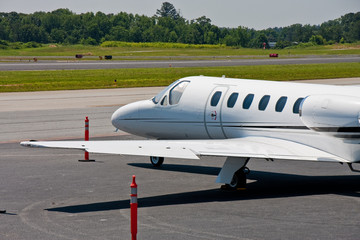Large White Private Jet on Tarmac