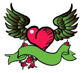 tatto style emblem, vector love, flower, fly icon, symbol eco