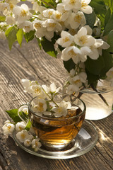 jasmine tea in a glass cup