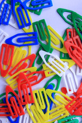 plastic paper clips in white background