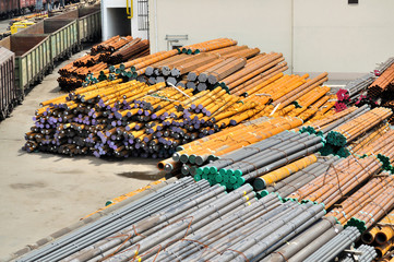 Warehouse steel pipe in the port