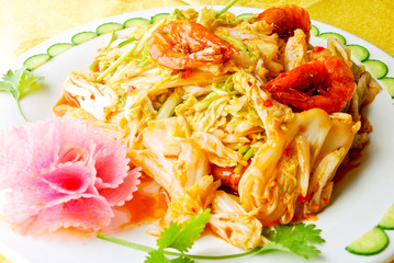 Chinese food - Cabbage fried Prawn