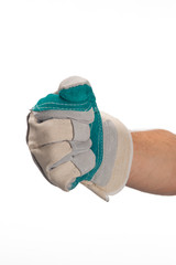 pugno di operaio con guanto