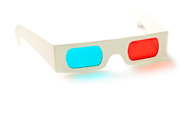 Stereo glasses on the white background.