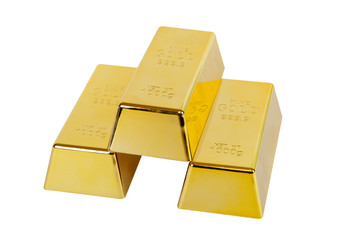 Gold ingot with hand made clipping path