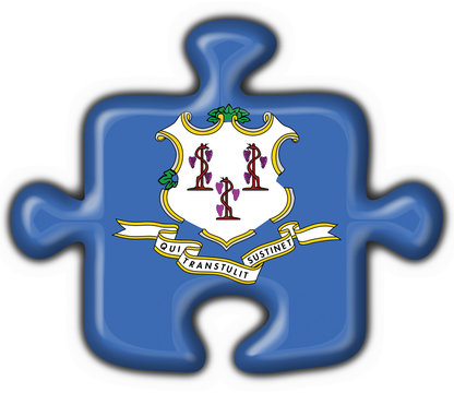 Connecticut (USA State) button flag puzzle shape