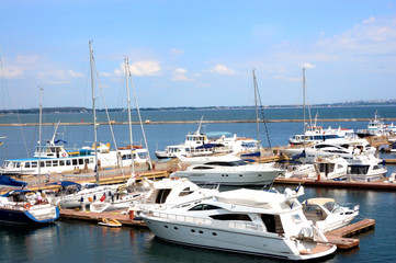 Marine yachts in the port