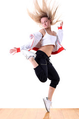 woman modern sport ballet dancer in ballroom