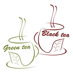 Cup of black and green tea