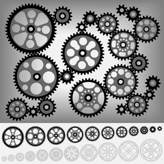 Collection of gears totally compatible each other