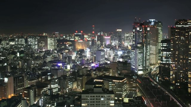 Time lapse Tokyo at night. 25 fps PAL Zoom/PAN