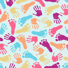 Hand and footprint seamless pattern