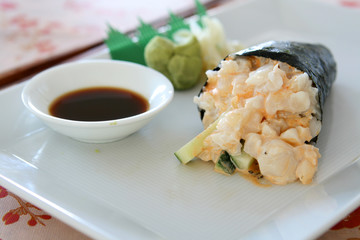 Sushi - Spicy Scallop Hand Roll