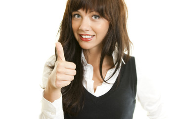 lovely woman with thumbs up