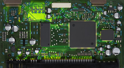 Closeup of electronic circuit board