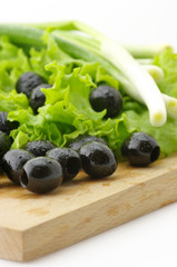 Black olives and greens