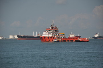 Fototapeta premium tug boat in the open sea