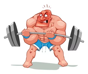 Fotobehang Muscle man, funny cartoon and vector character. © ddraw