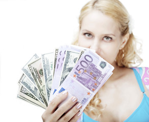 Beautiful girl with money