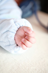 closeup of Cute baby's little hands hold tightly