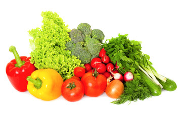 mix of fresh vegetables  isolated on white
