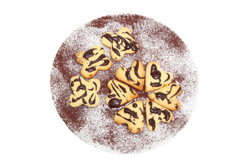 homemade cookie with chocolate isolated on white.