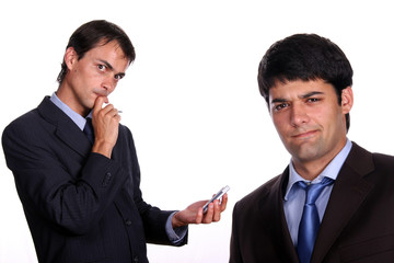 business men working on pda or smartphone