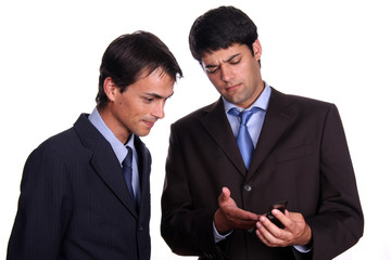business men working on pda or smartphone