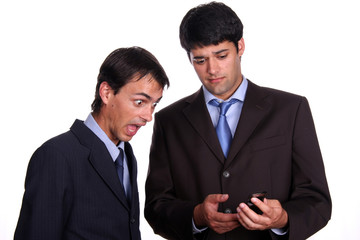 business men working on pda or smartphone