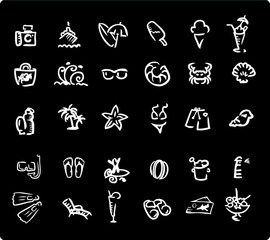 Beach icon set vector illustration doodley