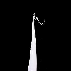 Splash of white milk over black background