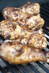 Barbecued Jerk Chicken Drumsticks on the Grill
