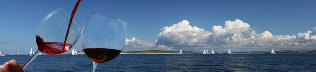 two glasses, two surfaces - vine and sea