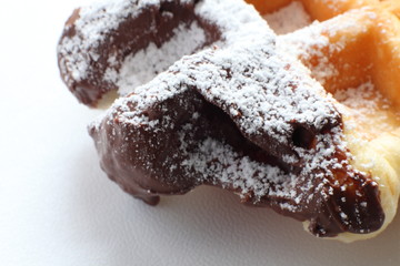 Waffle with chocolate sauce