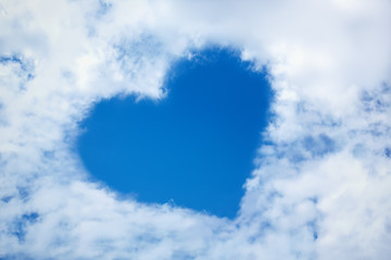 Heart from cloud in the blue sky