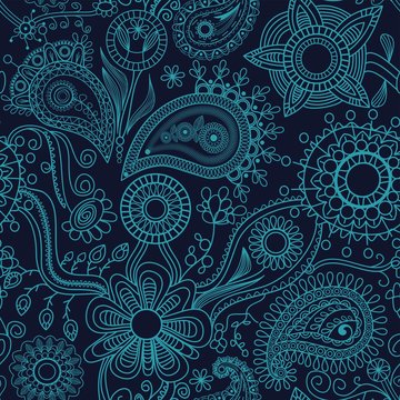 Graphic floral seamless pattern